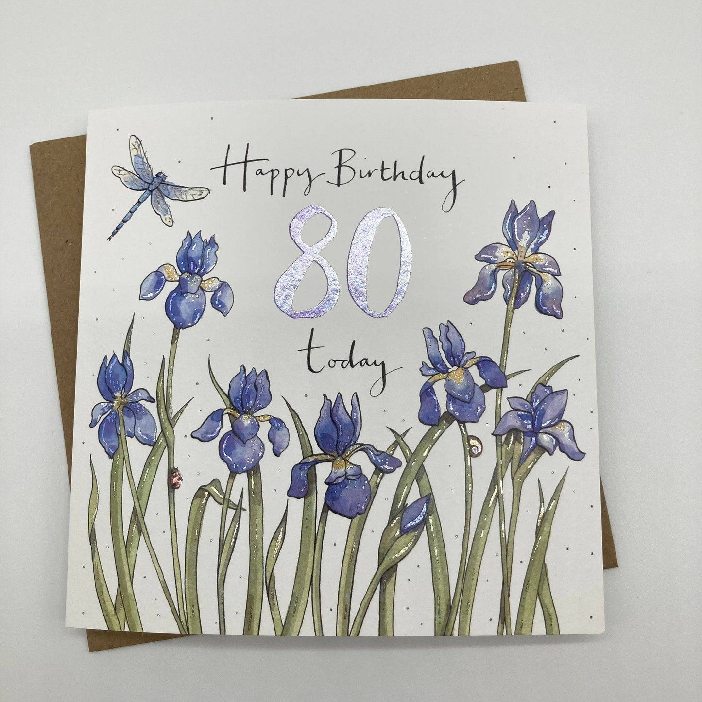 80th Birthday Card - Irises