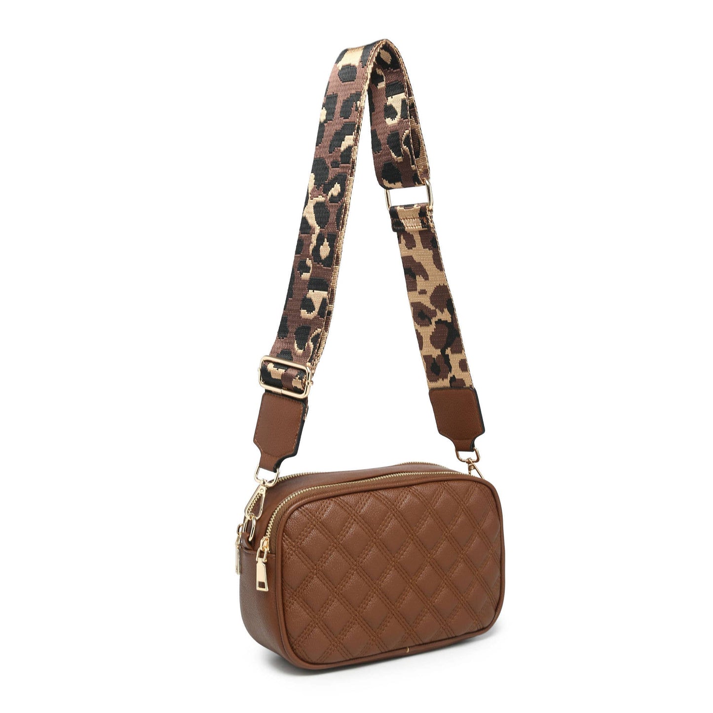 CD21-0352 Cross Body Handbag with double zip top sections: Beige