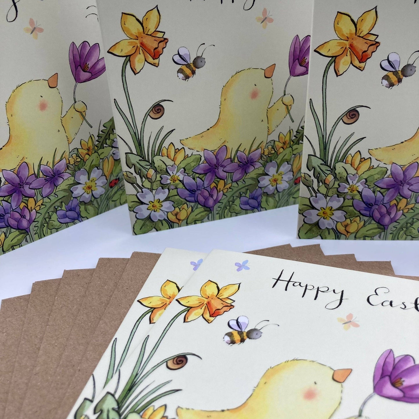 Easter Card Pack of 5 - Chick and Bee
