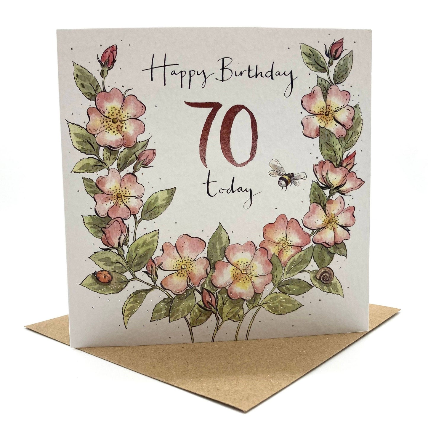 70th Birthday Card - Rosa Canina
