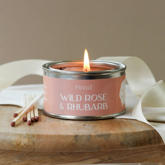 Wild Rose and Rhubarb Paint Pot Candle | Candles in Tins