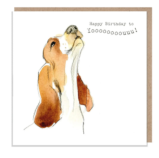 Cute Dog Birthday Card - Howling Basset