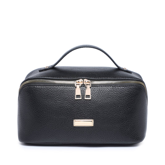 B23055-3 Compartments Waterproof Cosmetic/Makeup Bag: Black