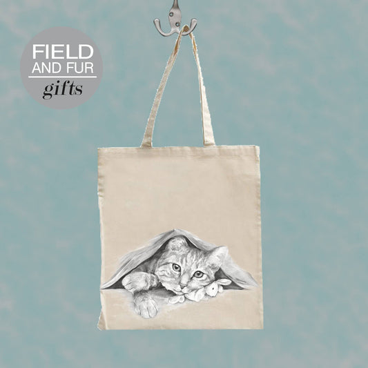 Cat, Tote Shopping Bag, Blankie Monochrome