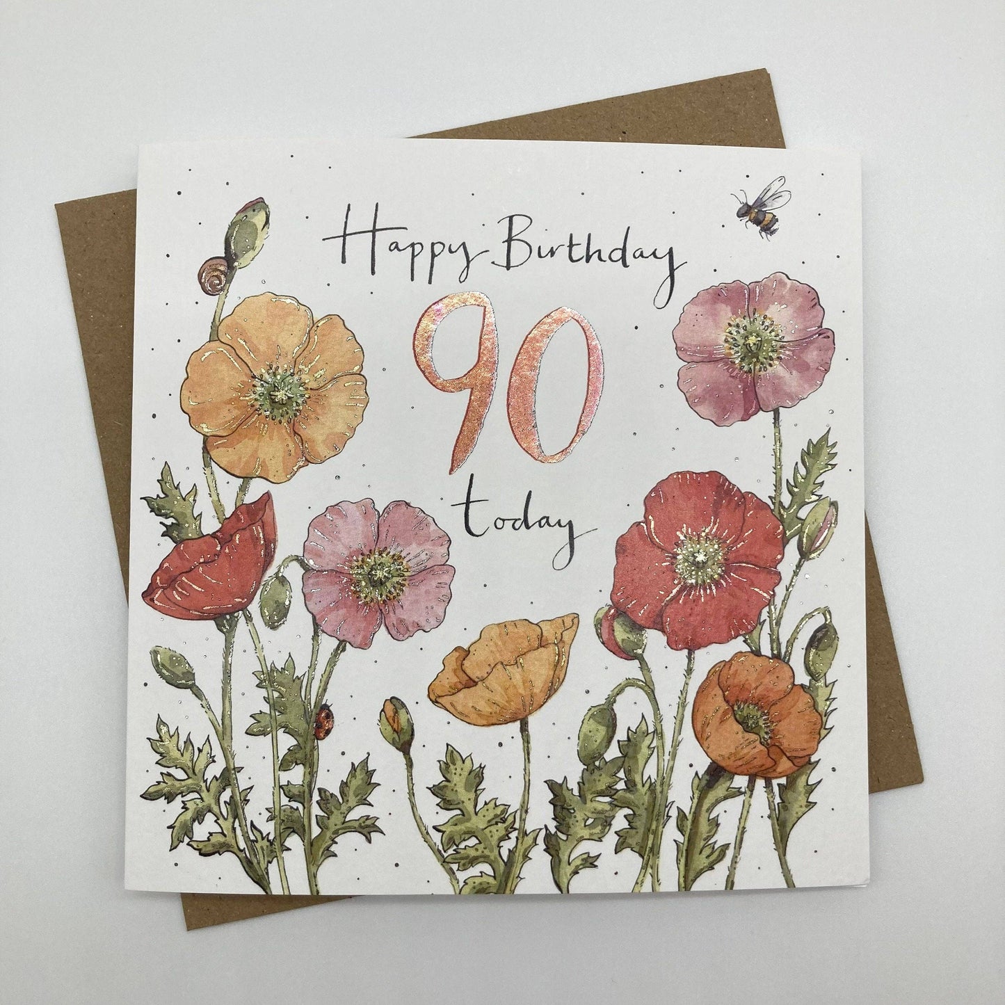 90th Birthday Card - Poppies