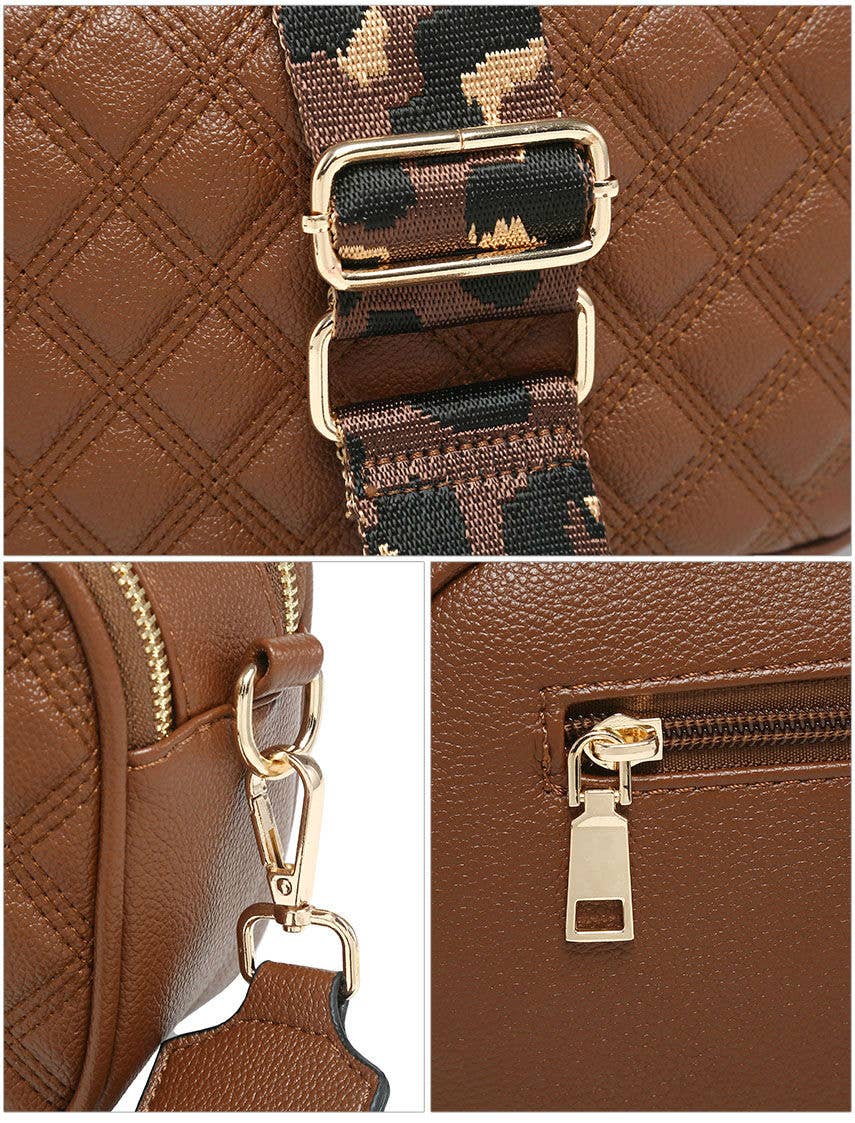 CD21-0352 Cross Body Handbag with double zip top sections: Beige
