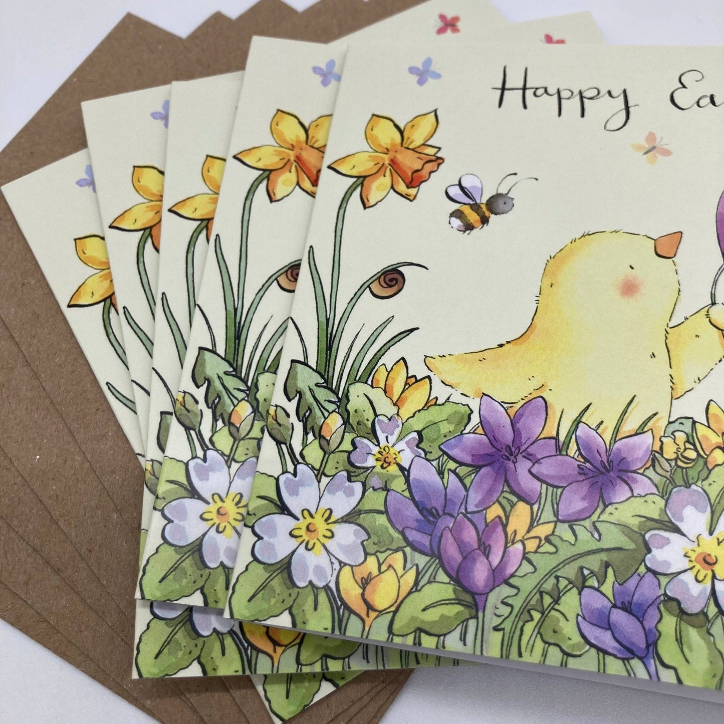 Easter Card Pack of 5 - Chick and Bee