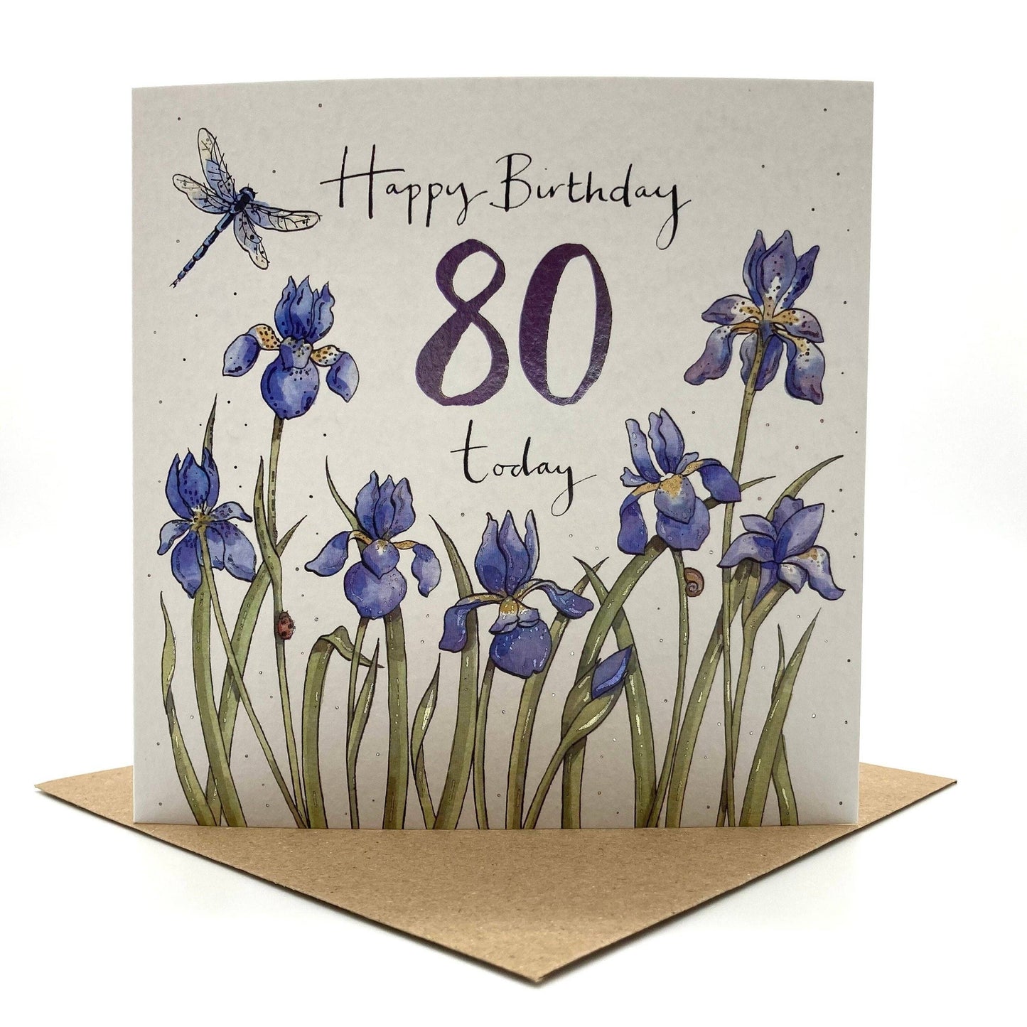 80th Birthday Card - Irises