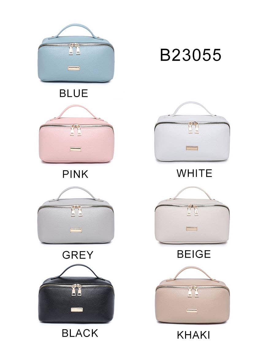 B23055-3 Compartments Waterproof Cosmetic/Makeup Bag: Black
