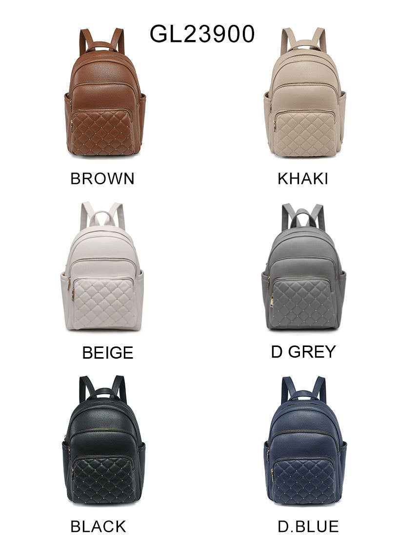 GL23900-Backpack with check quilted pattern: D Grey