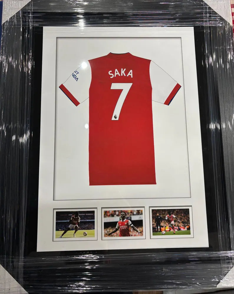 Bukayo Saka Framed Arsenal Jersey Print - Football Memorabilia Gift
