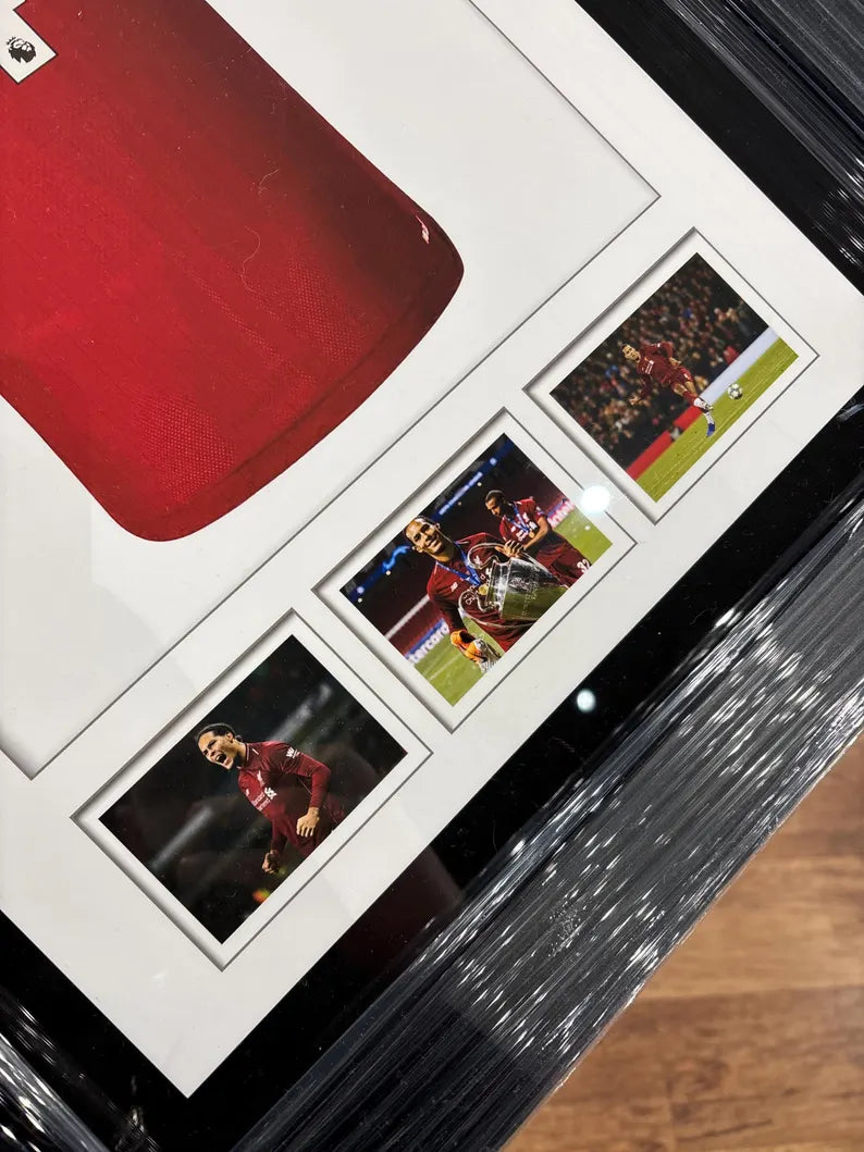 Virgil Van Dijk Framed Liverpool Jersey Print - Football Memorabilia Gift