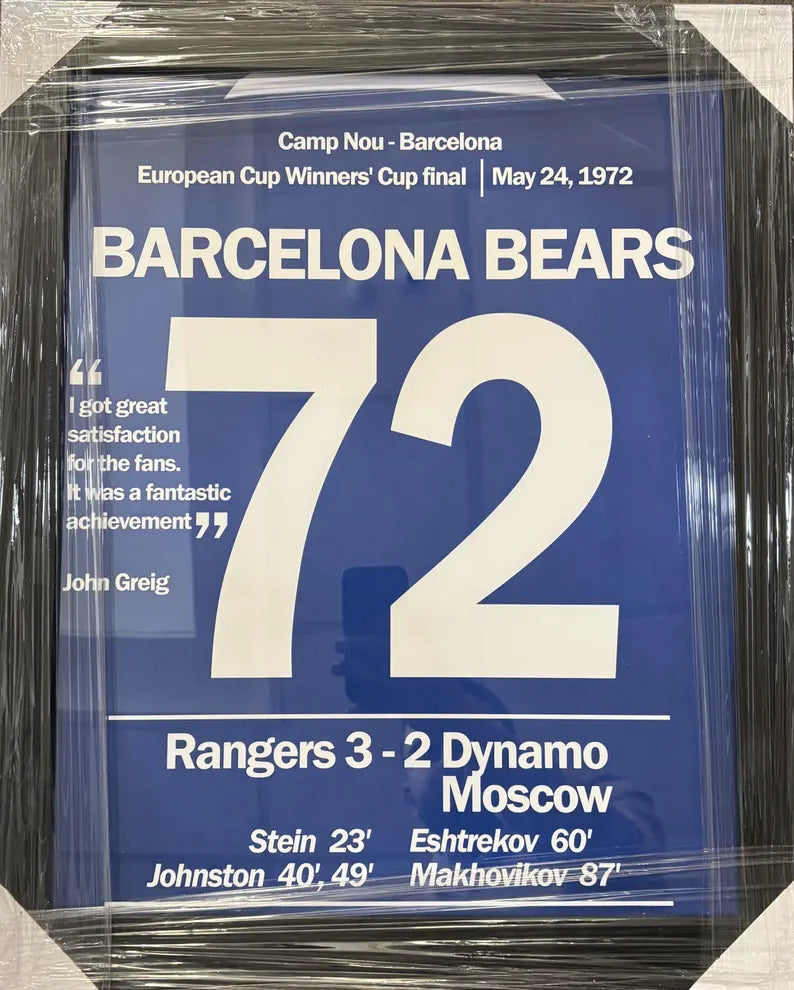 Rangers Commemorative Framed Art - European Cup Final 1972