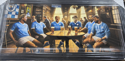 Manchester City 'Legends In The Pub' Framed Art