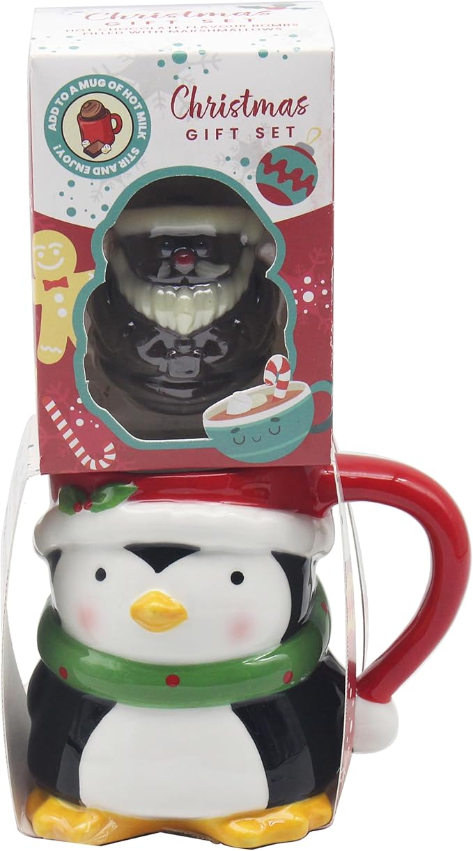 Penguin Food Gift Novelty Mug & Chocolate Bomb for Hot Drinks