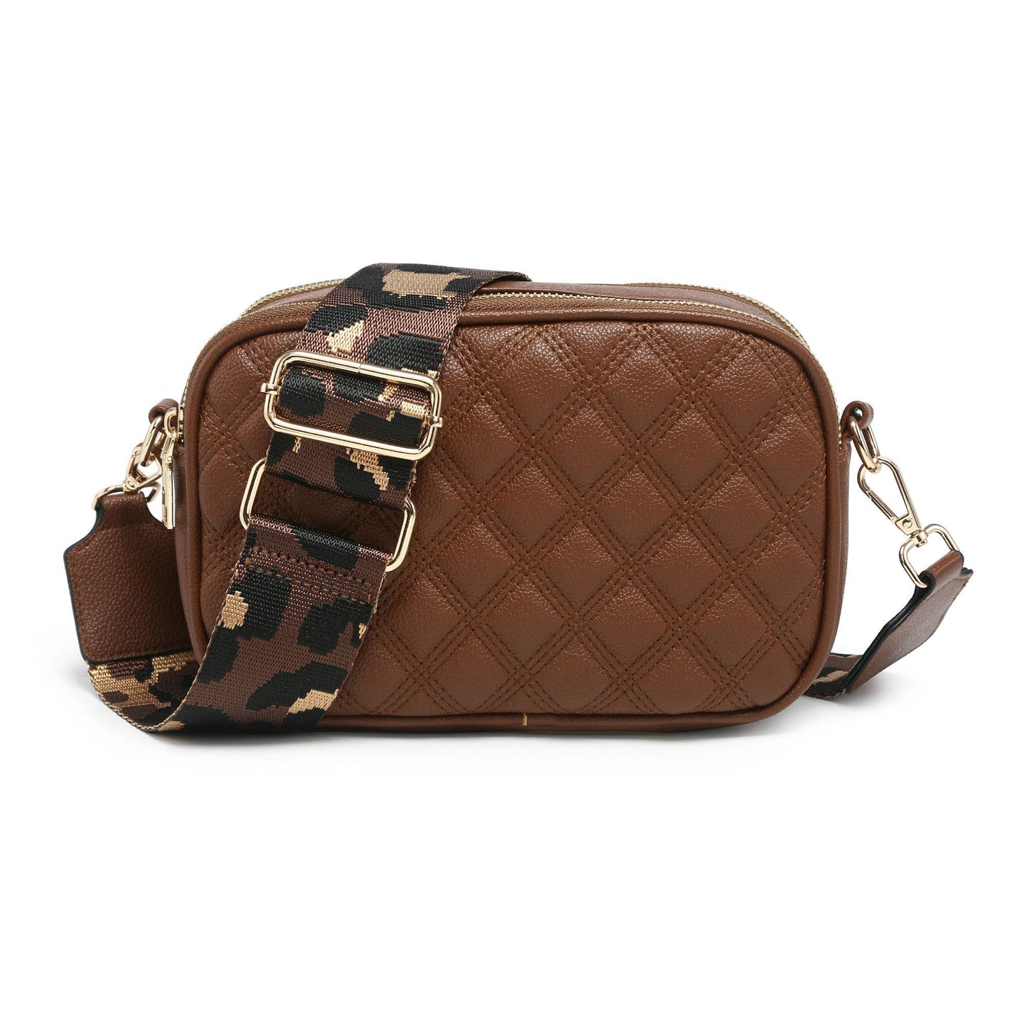 CD21-0352 Cross Body Handbag with double zip top sections: Beige
