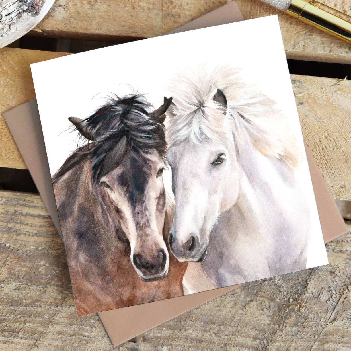 Horse Love Greetings Card MB14G: Cello Wrapped