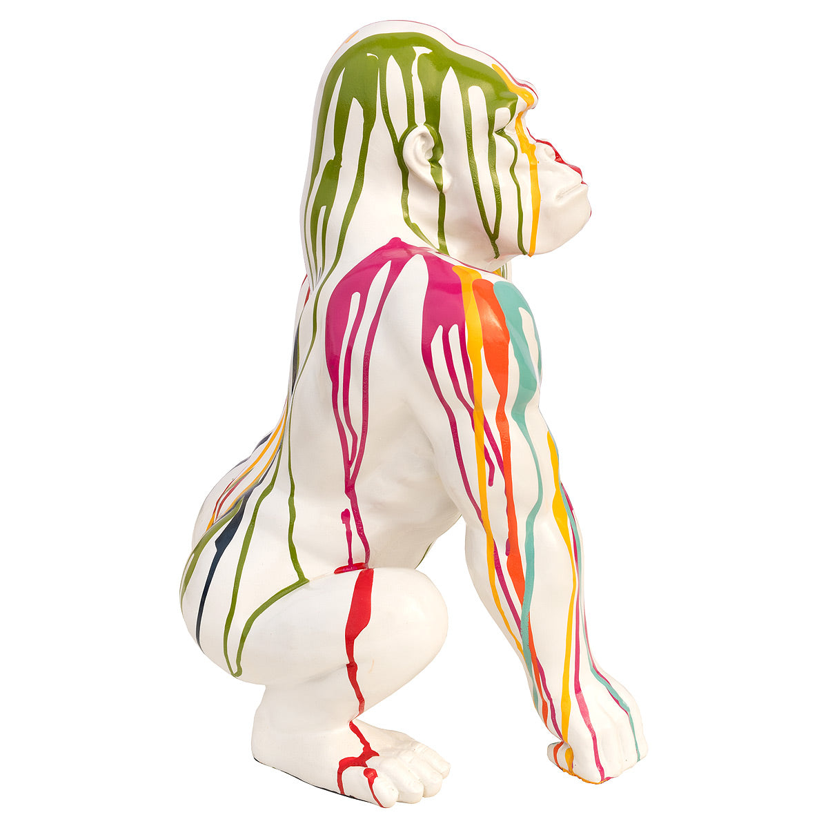 Painted White Gorilla Statuette