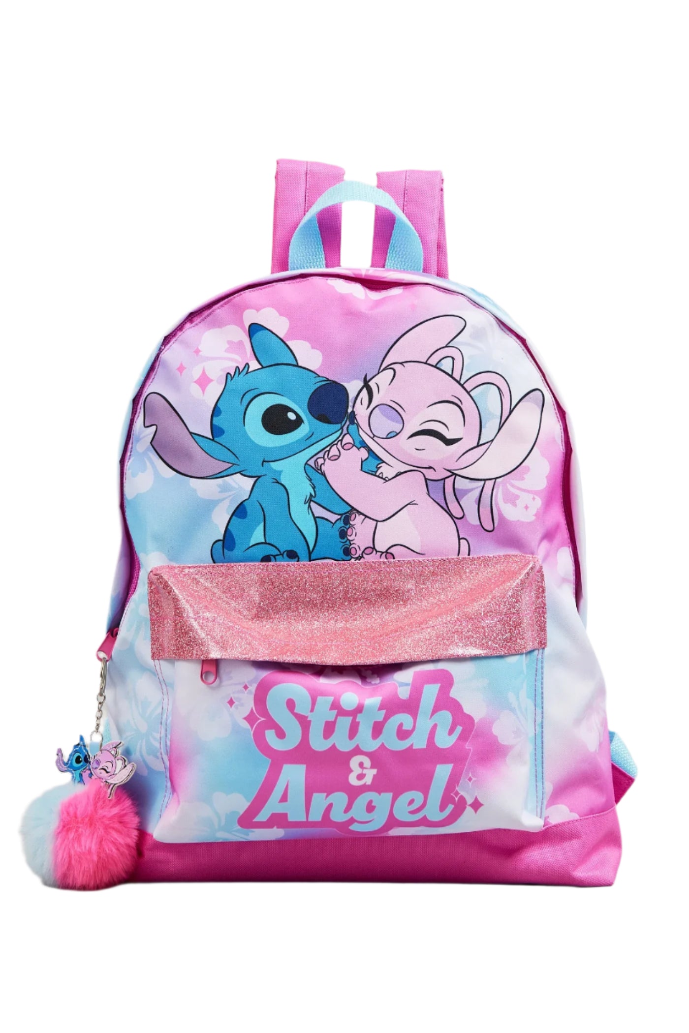 STITCH AND ANGEL PINK BLUE FLOWR ROXY BACKPACK