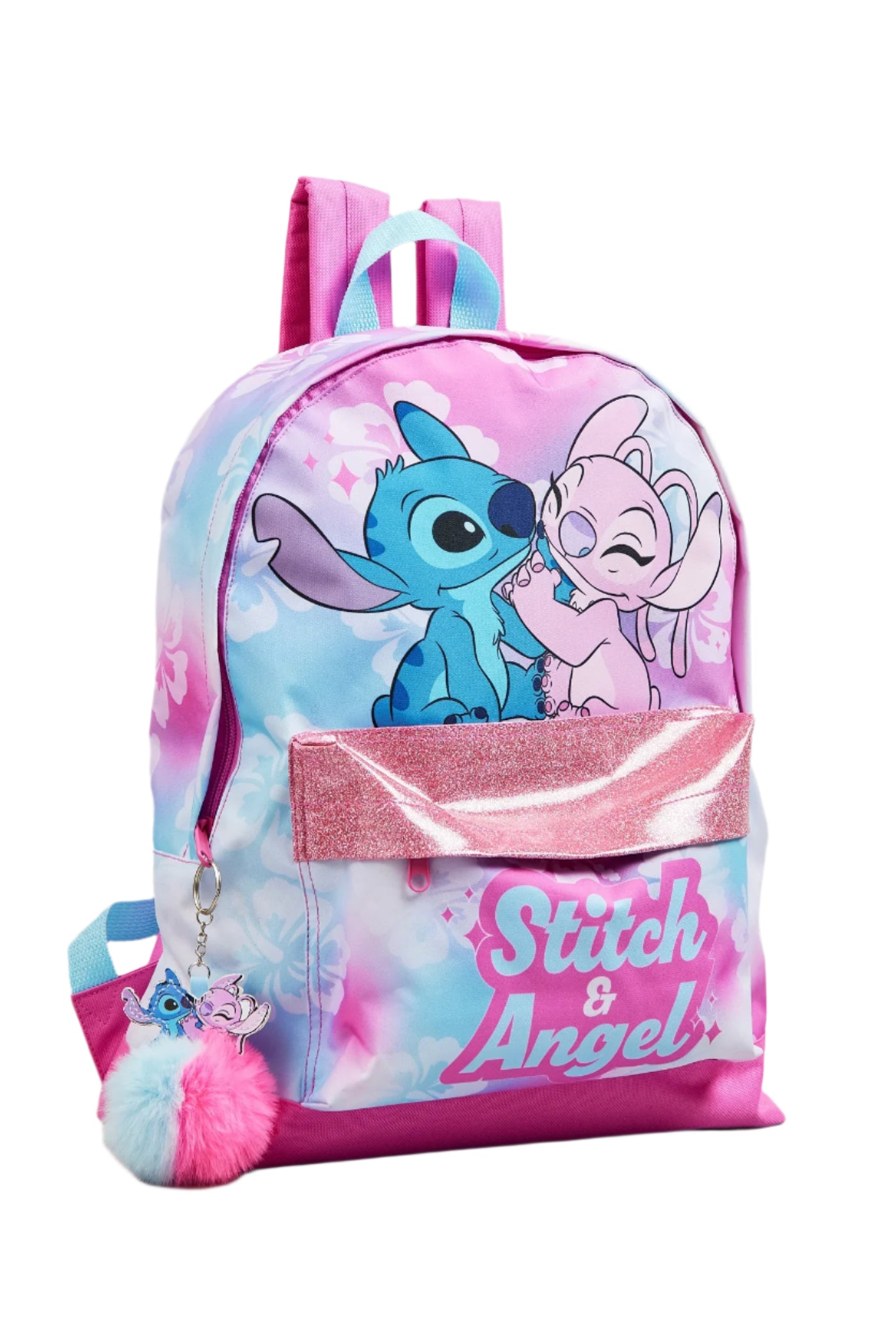 STITCH AND ANGEL PINK BLUE FLOWR ROXY BACKPACK