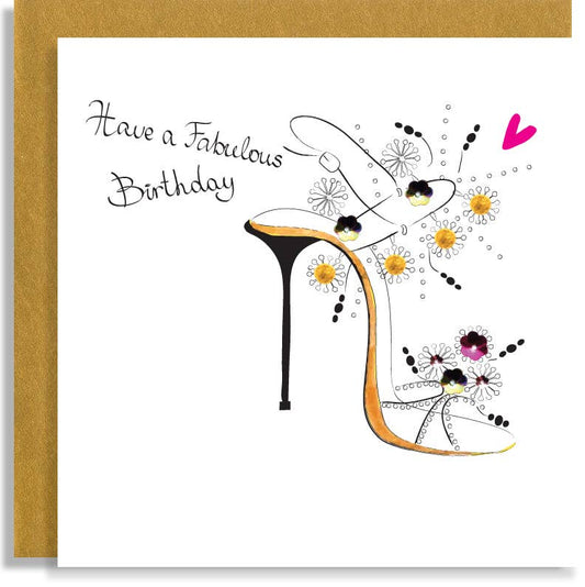 J06 Birthday Shoe Hand-Finished Sequin Card