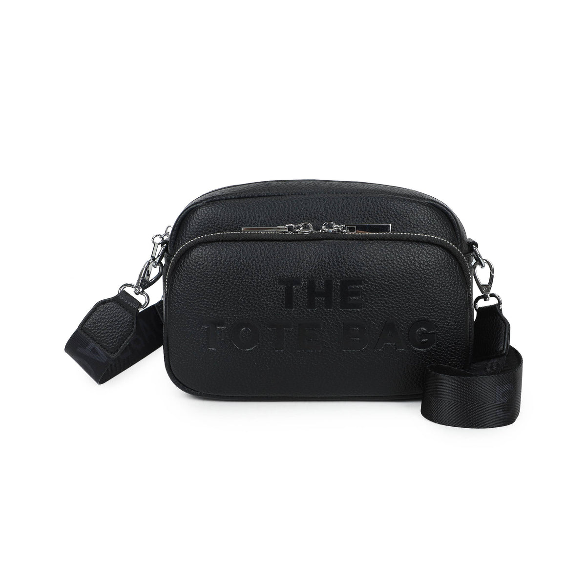JM1726 Double Zip Crossbody Camera Bag with Wide Strap: Black