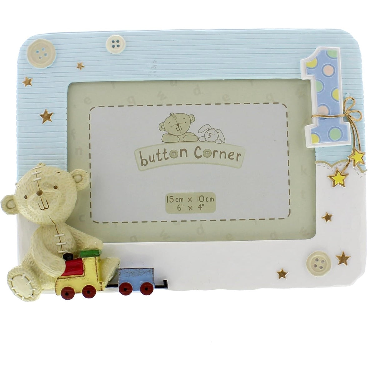 Cute Teddy Bear 1st Birthday Photo Frame - Blue