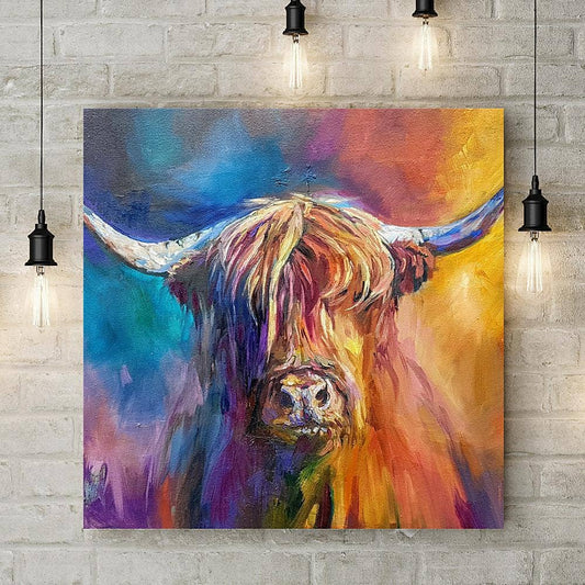 Harris Highland Cow Large Canvas Wall Art SG16W