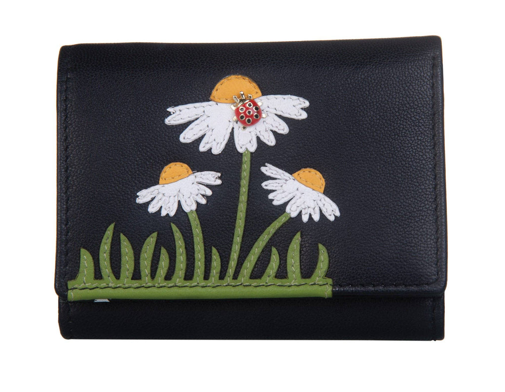 Peony Tri Fold Purse: Black