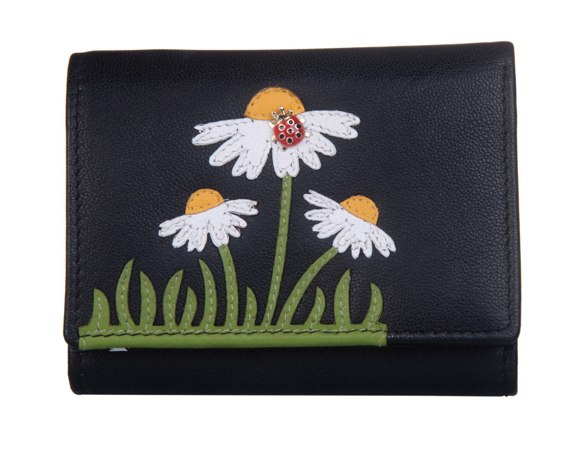 Peony Tri Fold Purse: Black