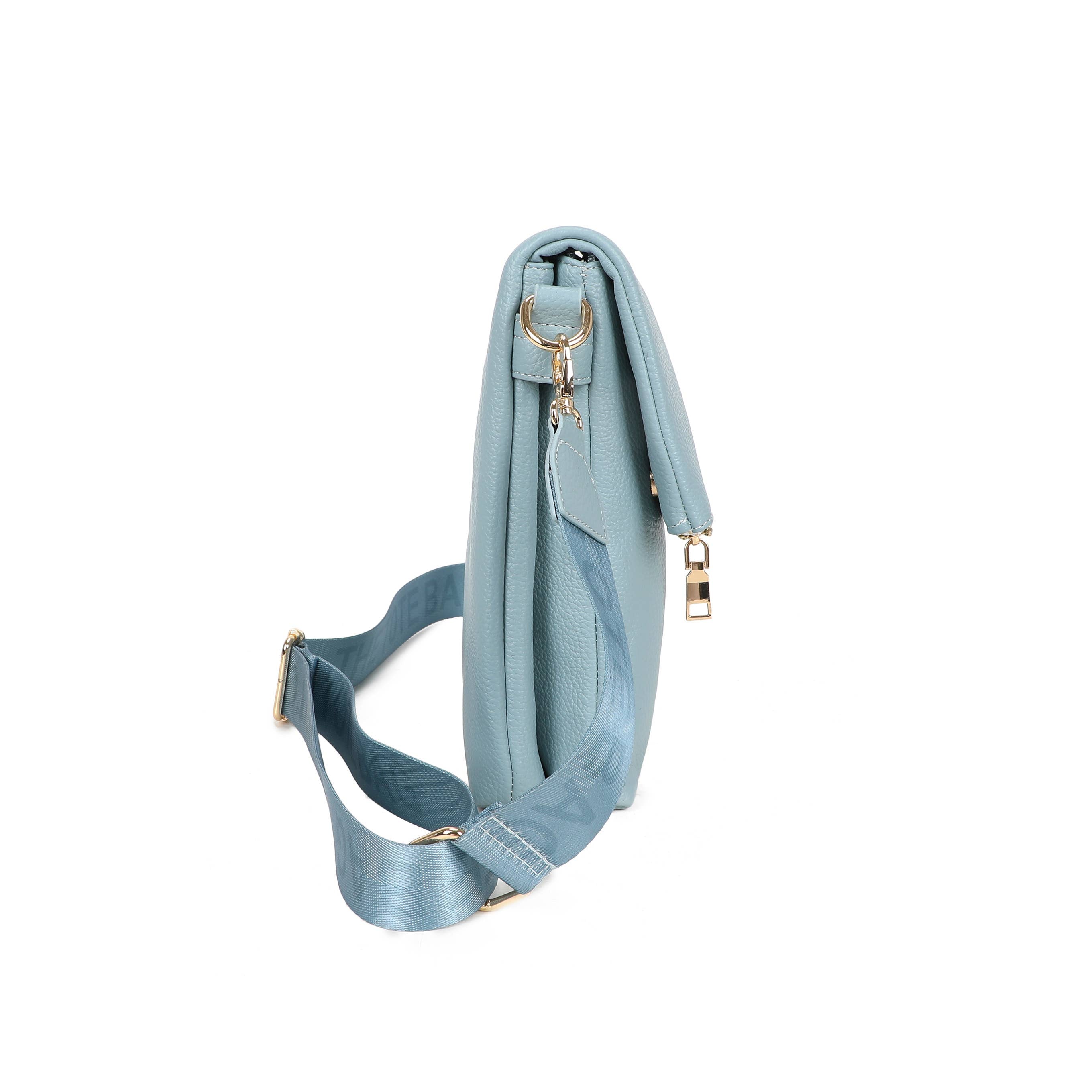 JM1666 Structured Flap Crossbody Bag: Light Blue