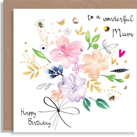 W37 Mum Birthday Hand-Finished Sequin Card