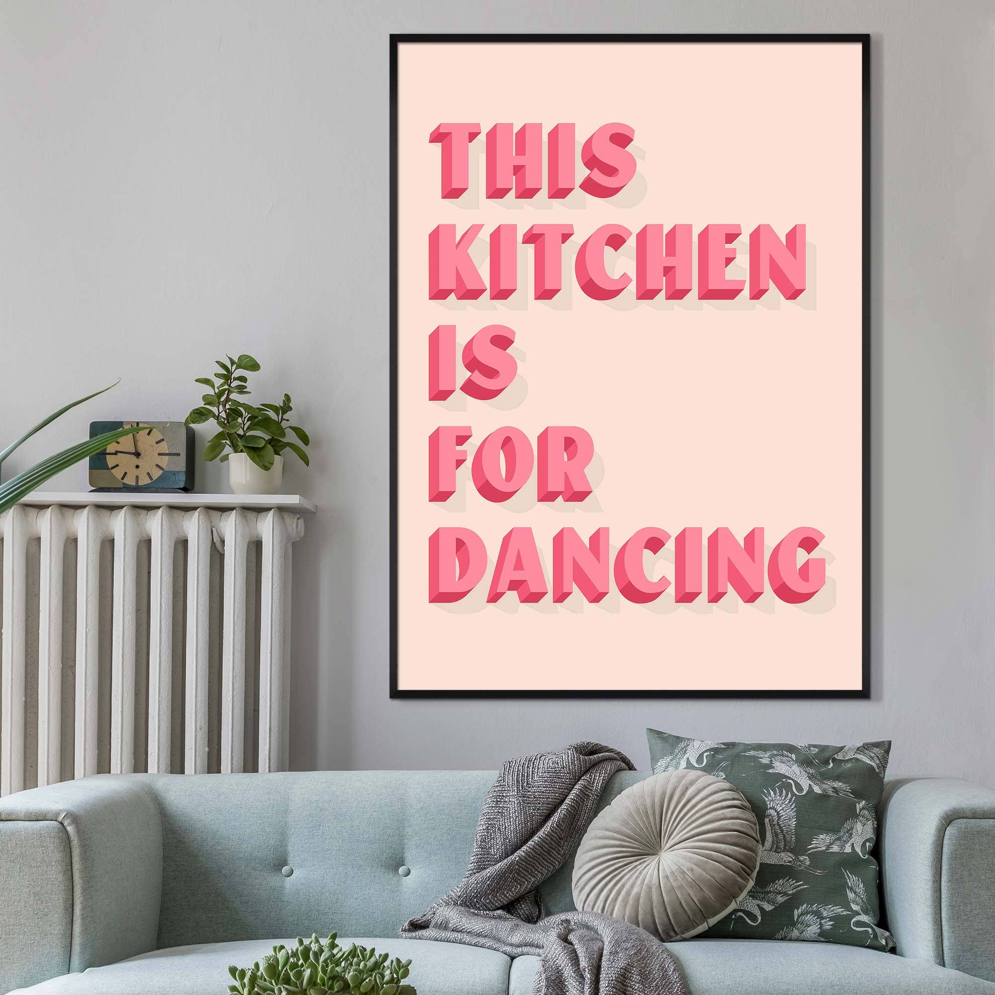This Kitchen Is For Dancing Block Pink Quote Print: Matte / 8 ¼ x 11 ¾ in | 21x30 cm
