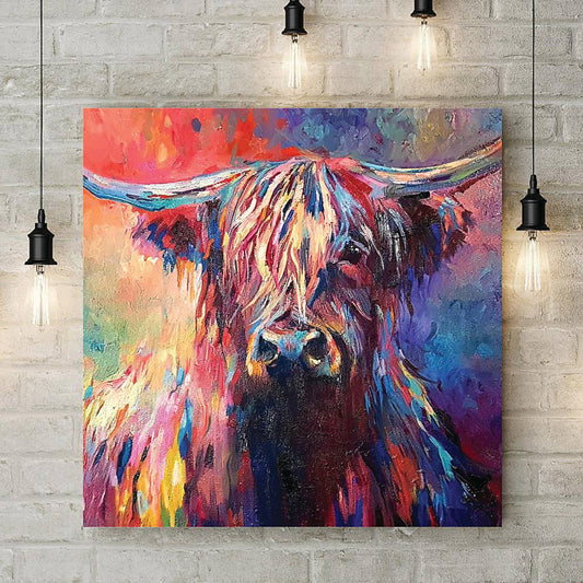 Highland Cow Large Canvas Wall Art SG03W