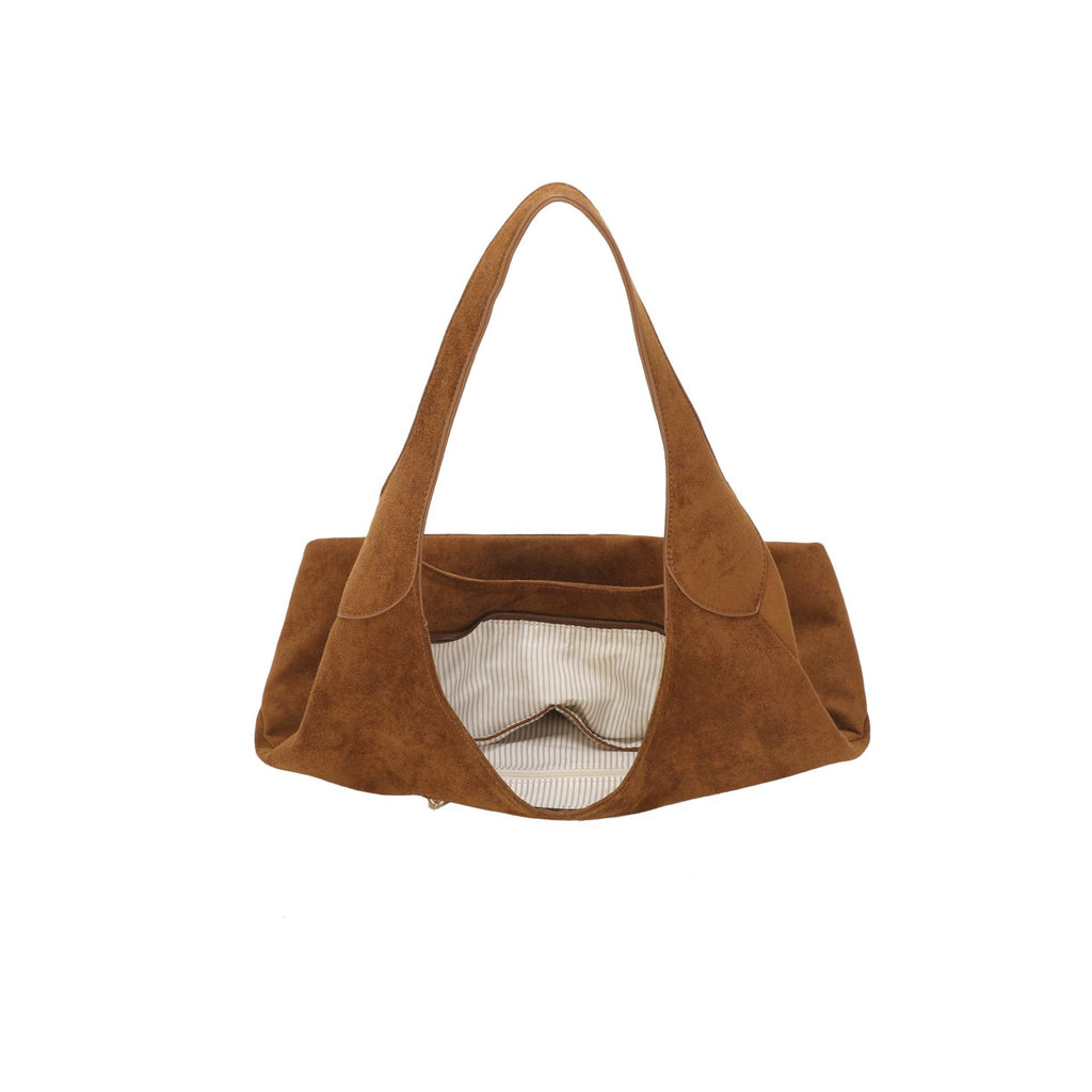 JM1709 Faux Suede Slouchy Hobo Shoulder Bag: Brown