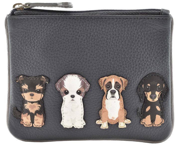 Best Friends Sitting Dogs Coin Pouch RFID - 4225 65: Grey