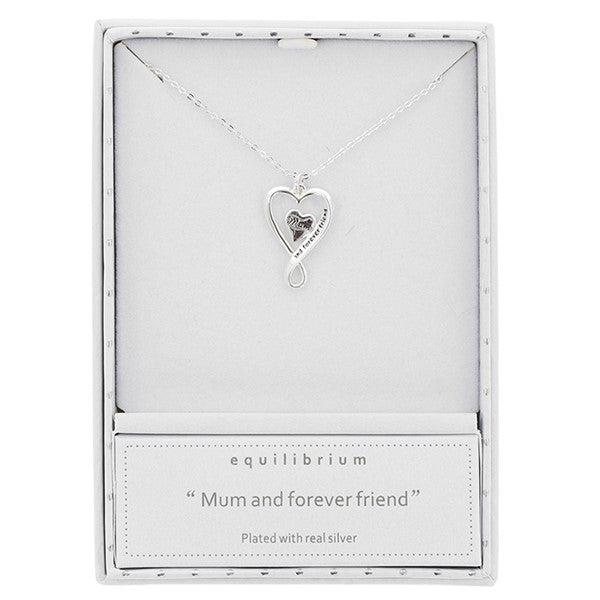Equilibrium Double Heart Looped Silver Plated Necklace