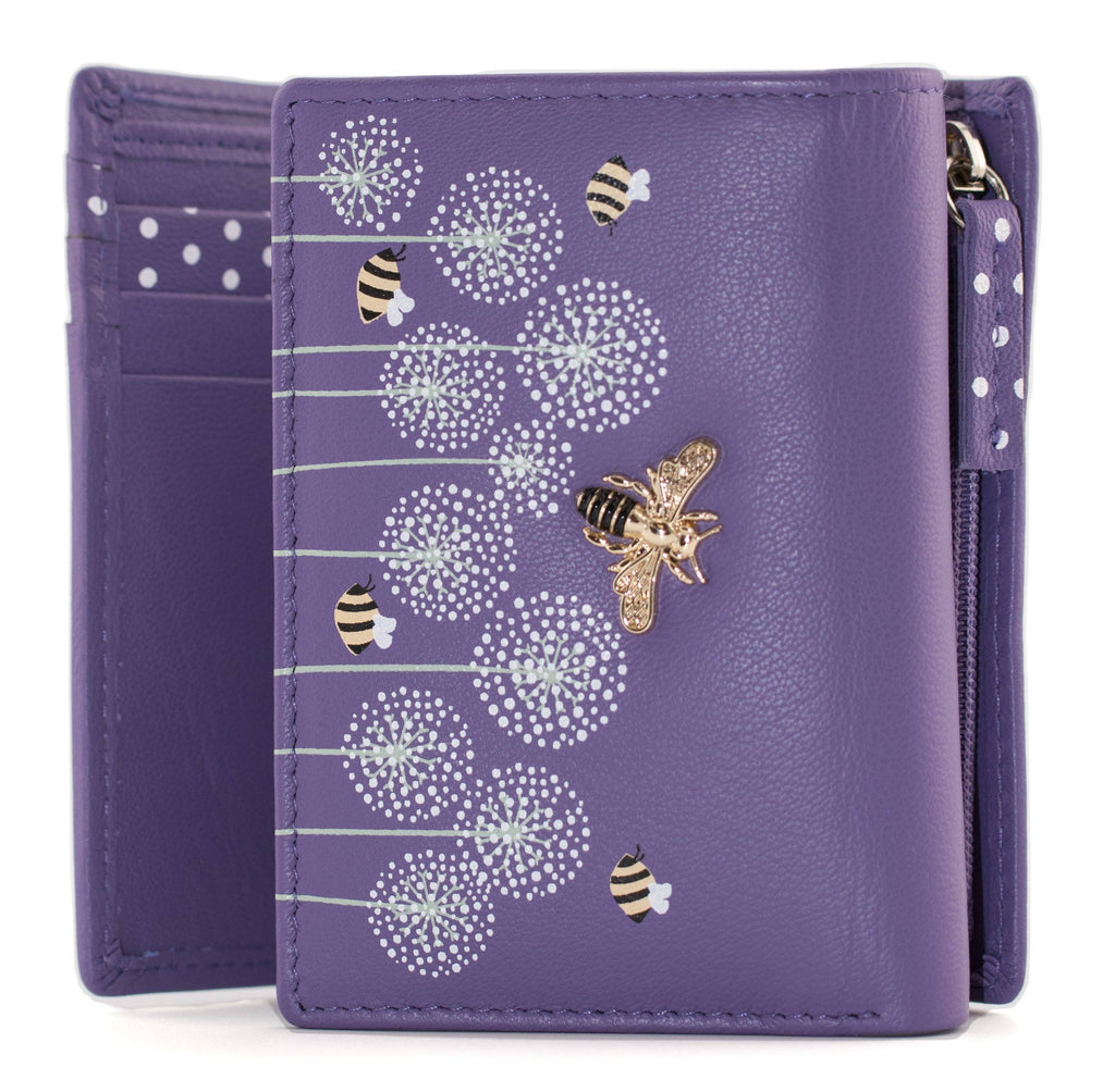 Moonflower Tri Fold Bee Purse: Purple