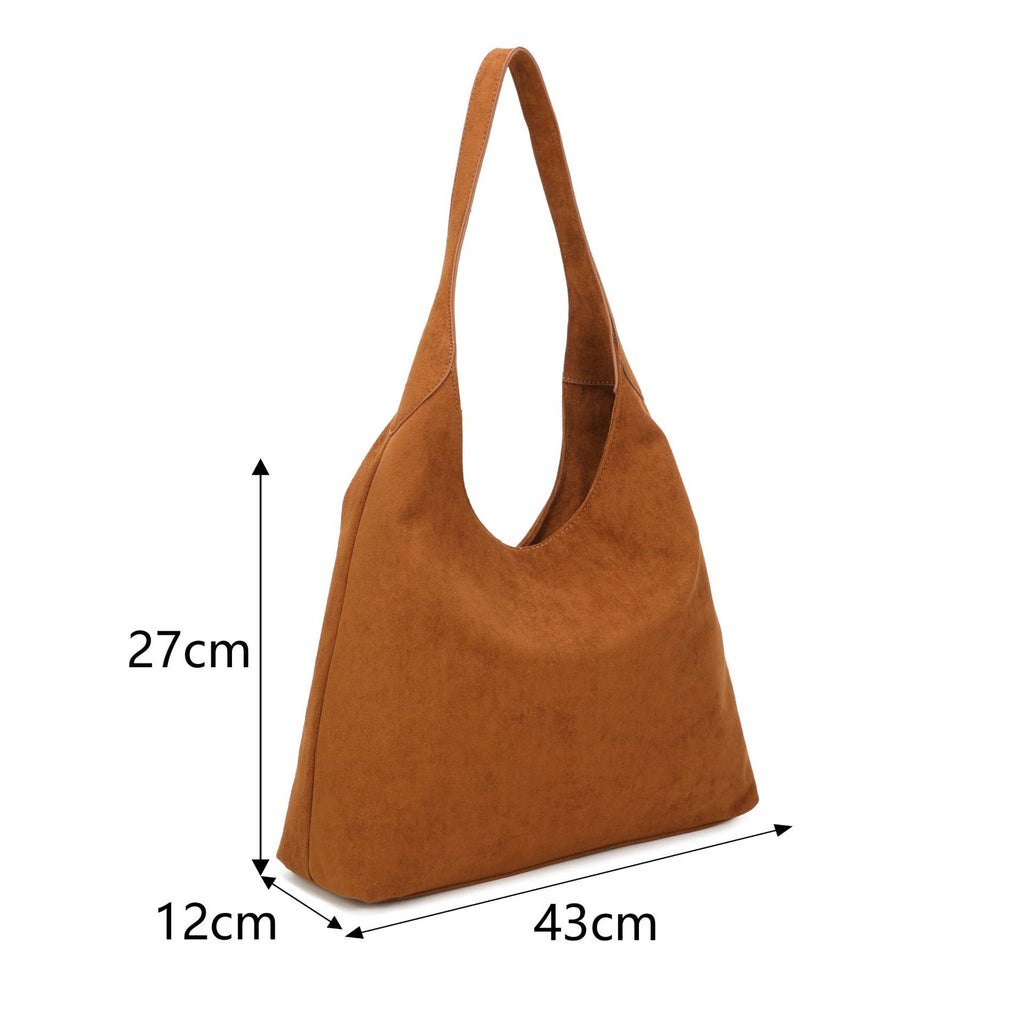 JM1709 Faux Suede Slouchy Hobo Shoulder Bag: Coffee