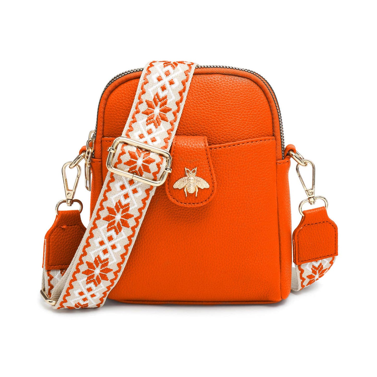B23001 Bee Cross Body Handbag with double zip top sections: Pink