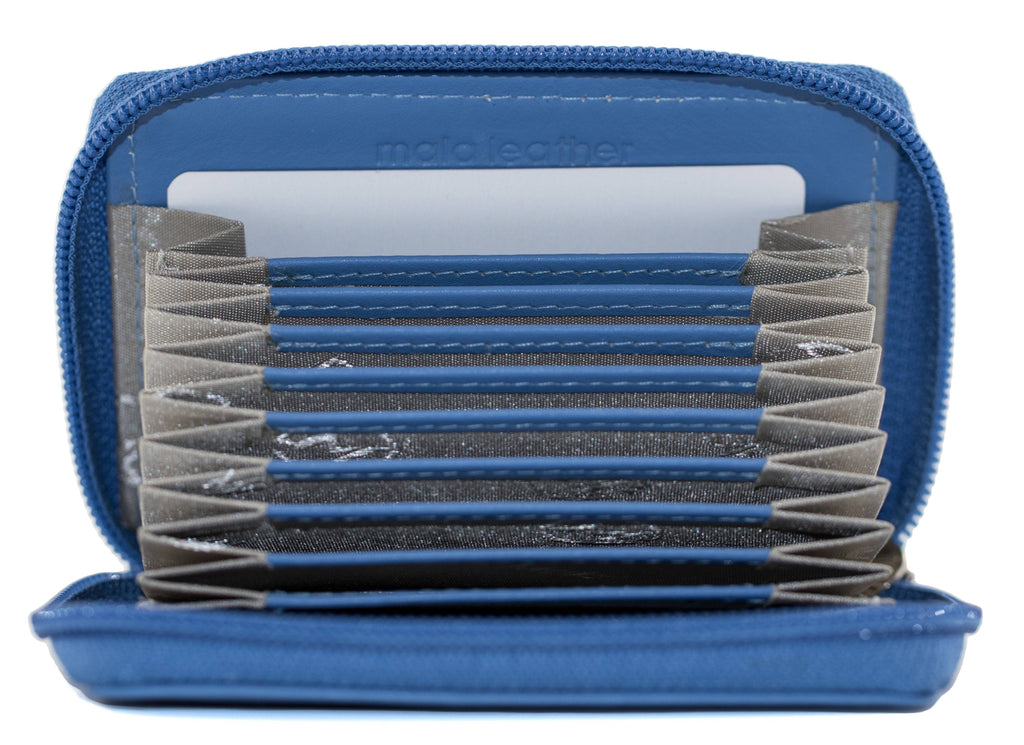 Origin Plain Leather Concertina Zip Around Card Wallet - 5 552: Black