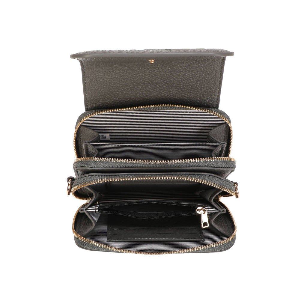 JM1762 Compact Crossbody Phone Bag with Built-in Wallet: Navy