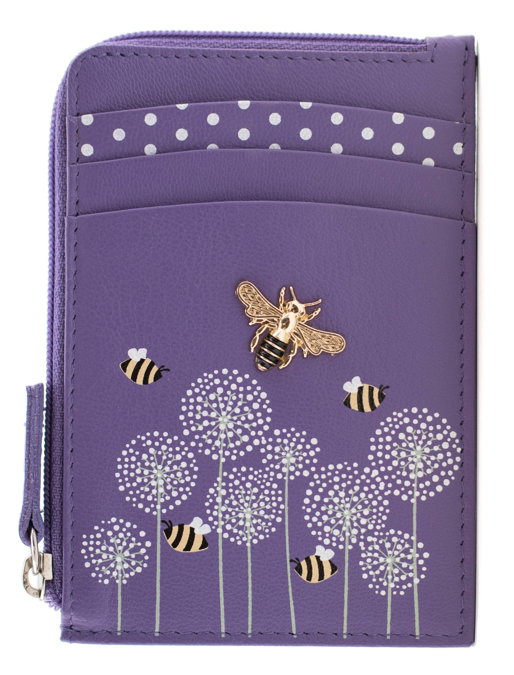 Moonflower Card and Coin Bee Purse: Grey