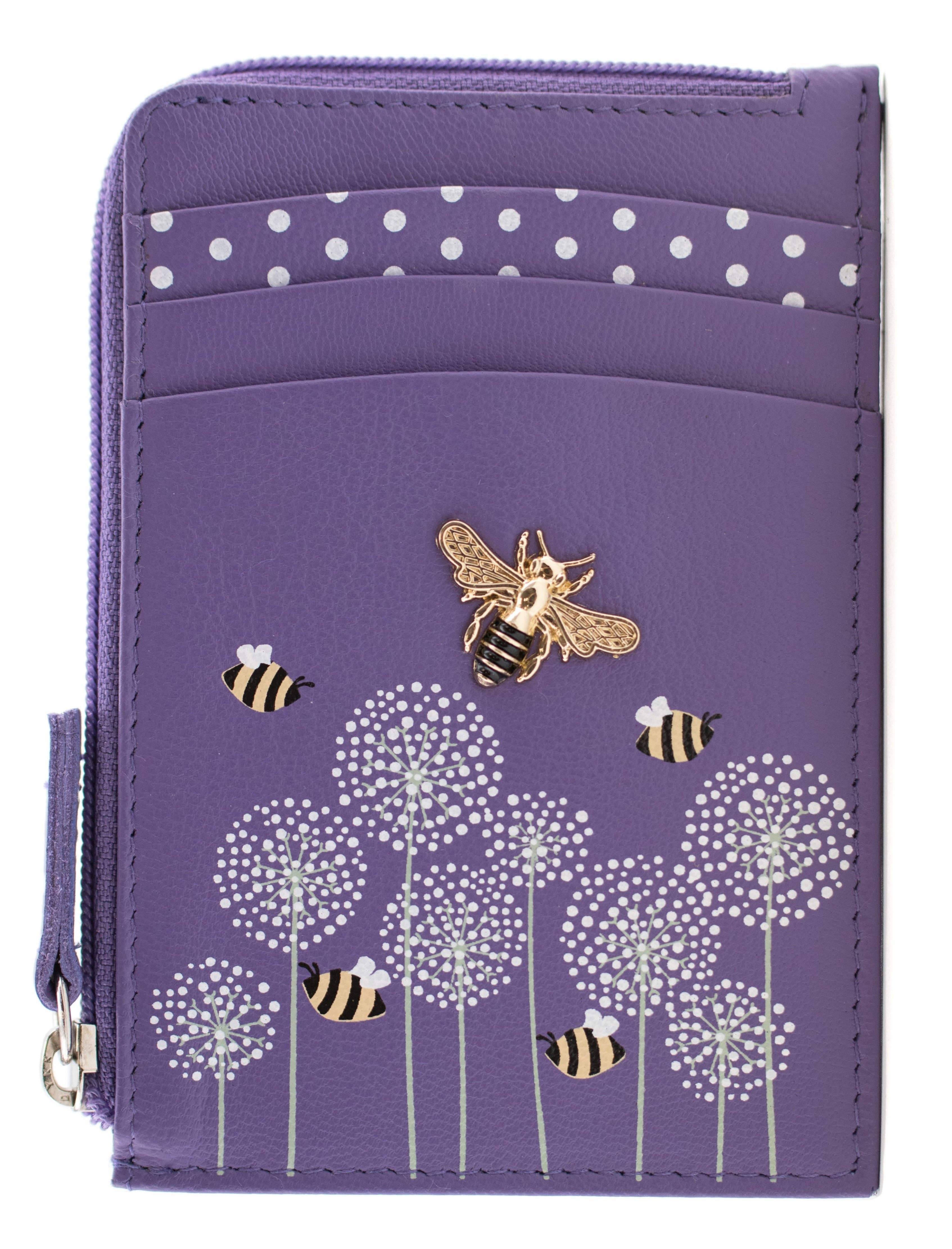 Moonflower Card and Coin Bee Purse: Grey