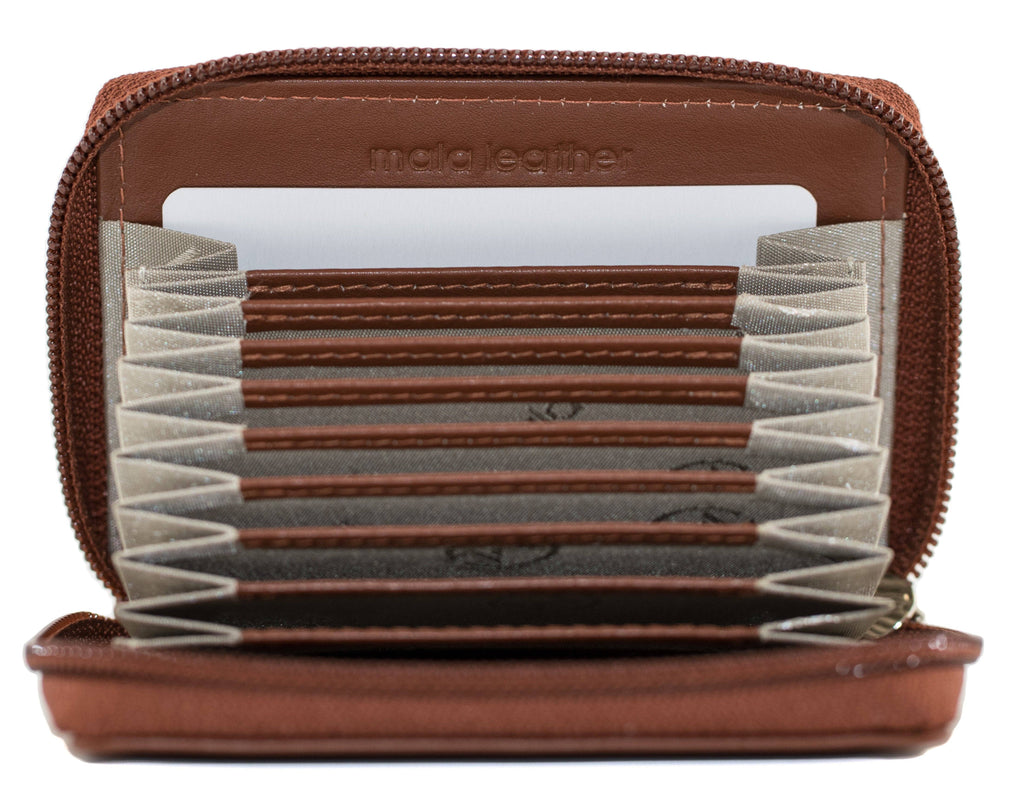 Origin Plain Leather Concertina Zip Around Card Wallet - 5 552: Black