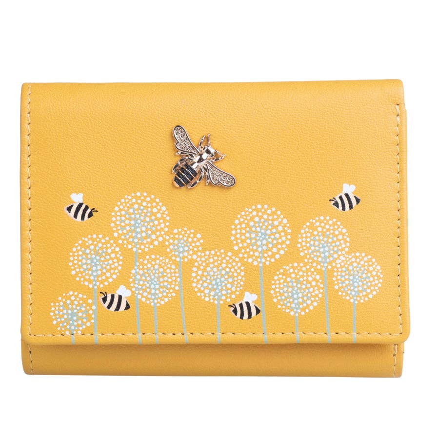 Moonflower Tri Fold Bee Purse: Yellow