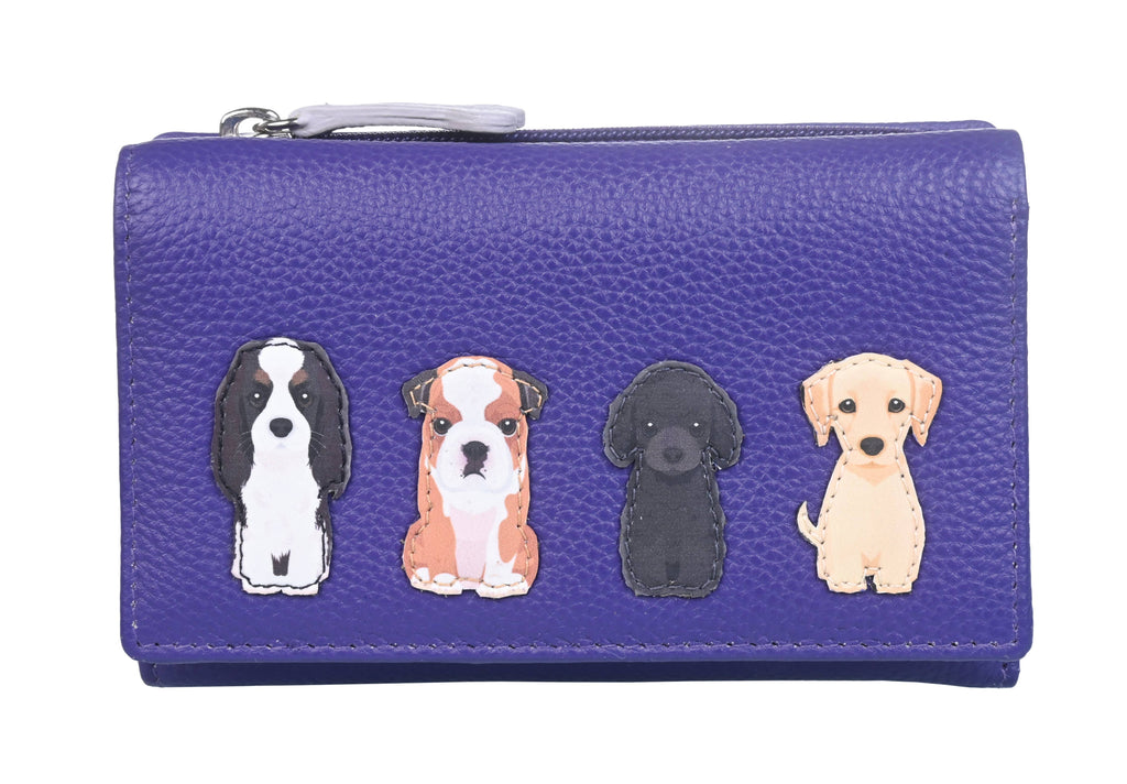 Best Friends Sitting Dogs Tri Fold Purse RFID - 3509 65: Black