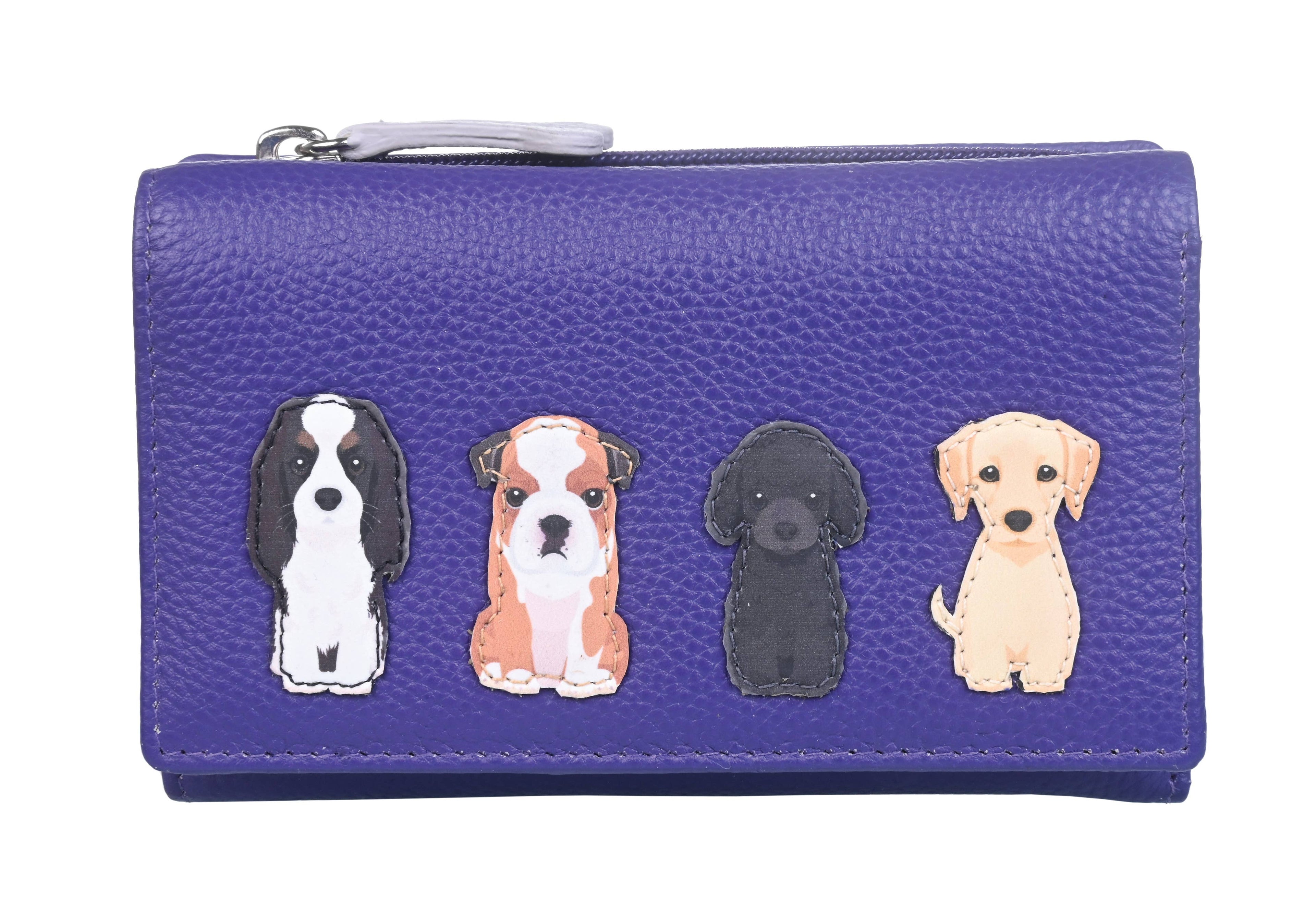 Best Friends Sitting Dogs Tri Fold Purse RFID - 3509 65: Black