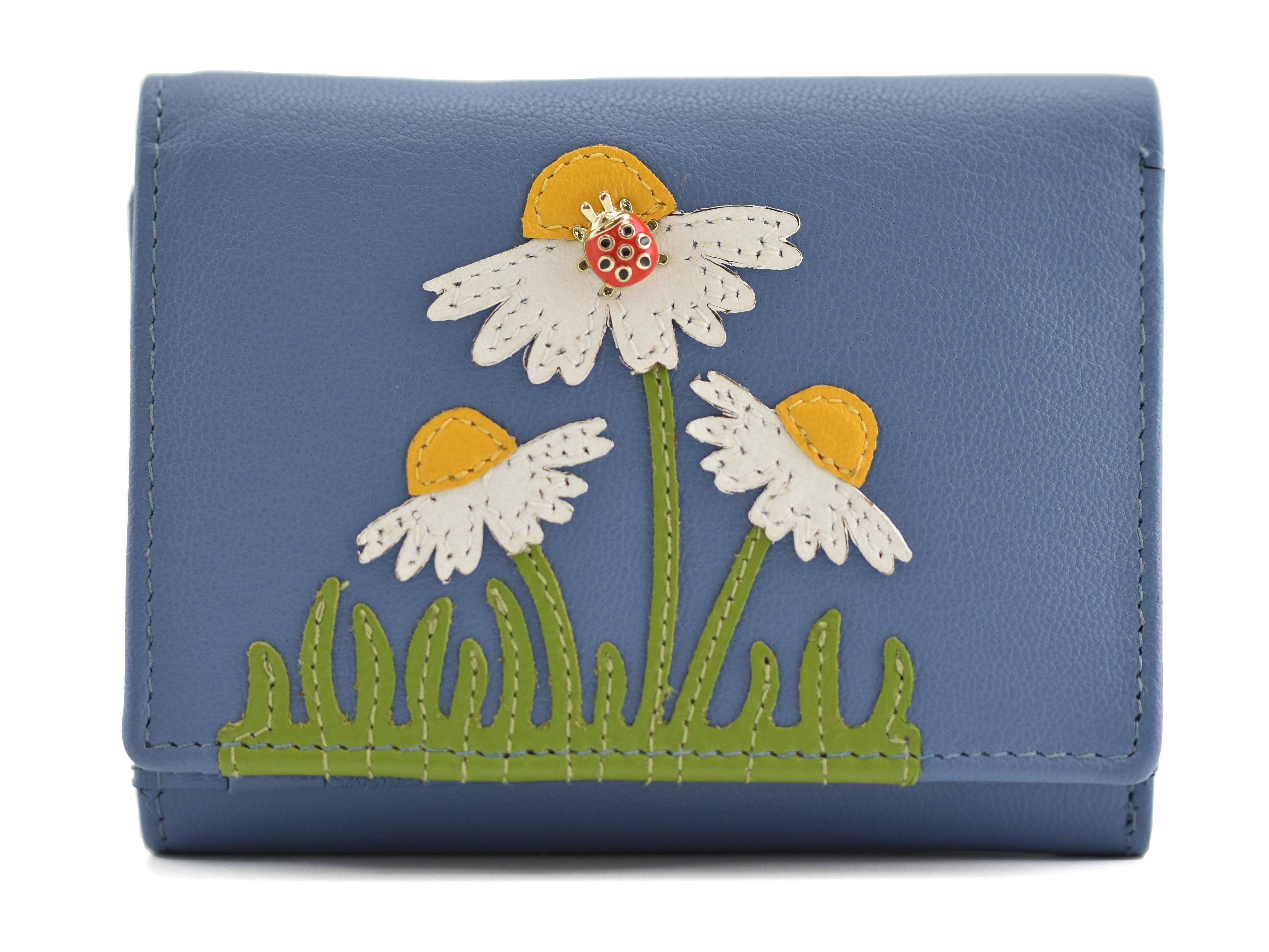 Peony Tri Fold Purse: Blue