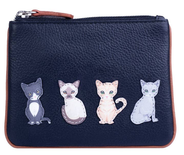 Best Friends Sitting Cats Coin & Card Purse RFID - 4228 65: Navy